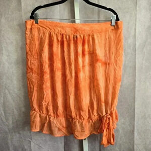 The Goddess Collection Orange Sheer Knee Length Pullon Skirt Plus Size 1X